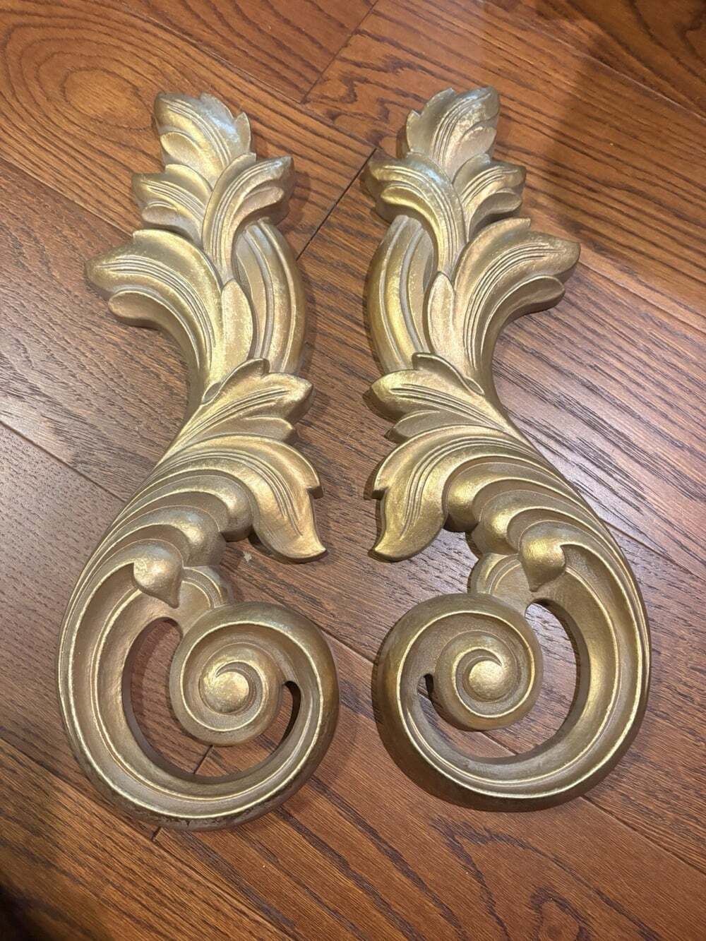 2 Vtg Home Interiors Regency Gold Silver Acanthus Scrolled Wall Sconces 5135